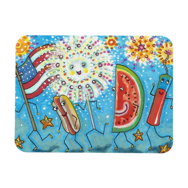 MAGNET FLEXIBLE QUATRIÈME DE JUILLET GANG, PARADE & FEU WORDS (Horizontal)