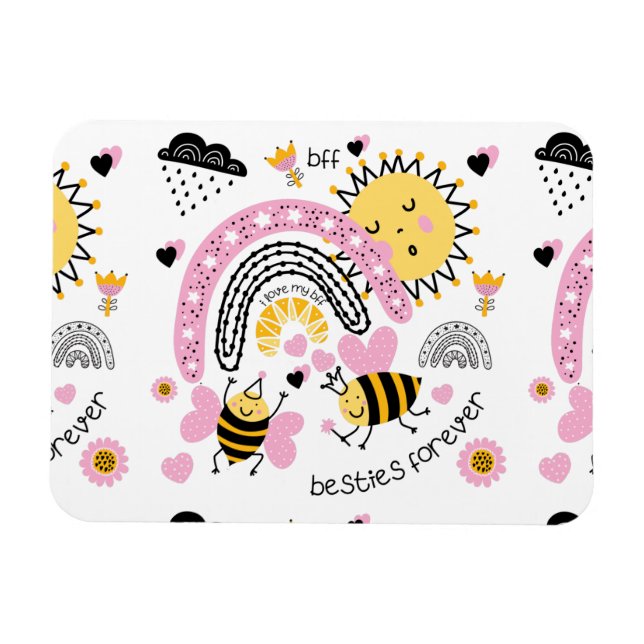 Magnet Flexible Queen Bees Best Friends Forever Cute (Horizontal)