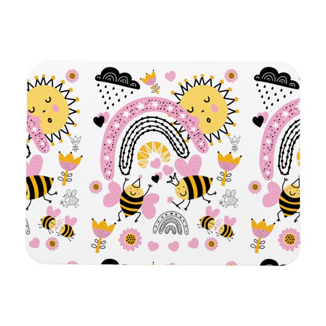 Magnet Flexible Queen BEES Cute BFF, Baby Girl, Girly Toxits Rose (Horizontal)