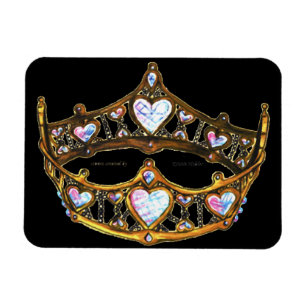 Magnet Flexible Queen Hearts Gold Crown Tiara aimant noir