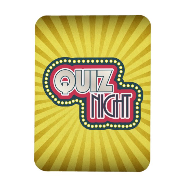 Magnet Flexible Quiz Nuit Trivia Party Jaune Sunburst (Vertical)