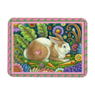 MAGNET FLEXIBLE RABBIT D'ART FOLK, OISEAU DE BLUEBÈRE, JARDIN SECR