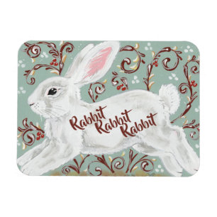 Magnet Flexible Rabbit Rabbit Rabbit Mois Bon Rappel de la chance