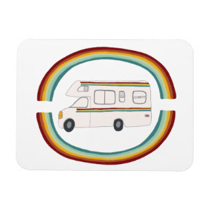 Magnet Flexible Rainbows Retro RV Whimsical Camping Motorhome