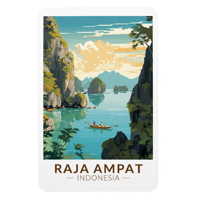 Magnet Flexible Raja Ampat Indonésie bateaux voyage Art Vintage (Vertical)