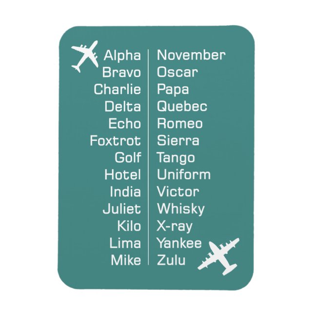 Magnet Flexible Rappel Alphabet Phonétique Avec Avions (Vertical)