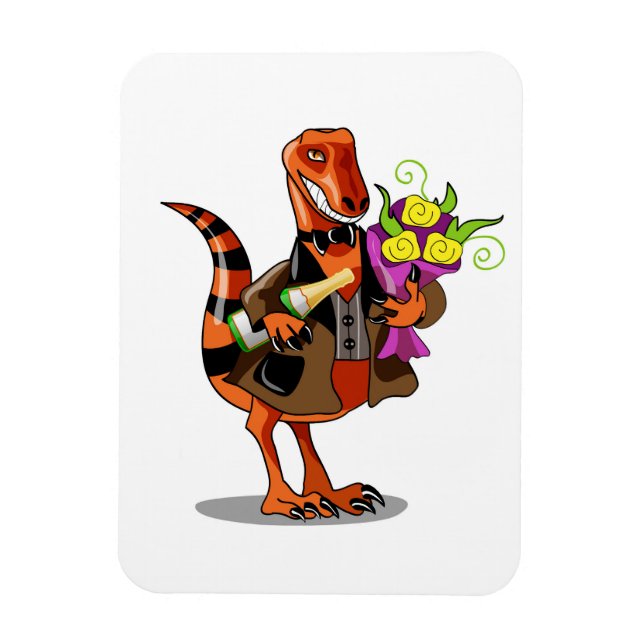 Magnet Flexible Raptor Tenant Une Bouteille De Vin Et Fleurs Étinc (Vertical)