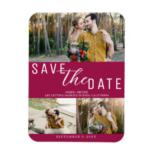 Magnet Flexible Raspberry Pink Enregistrer la date Mariage 3 Photo