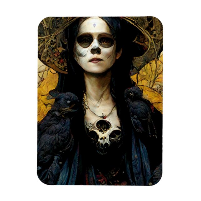 Magnet Flexible Raven Witch 3 Imaginaire Horreur Goth Gothique (Vertical)