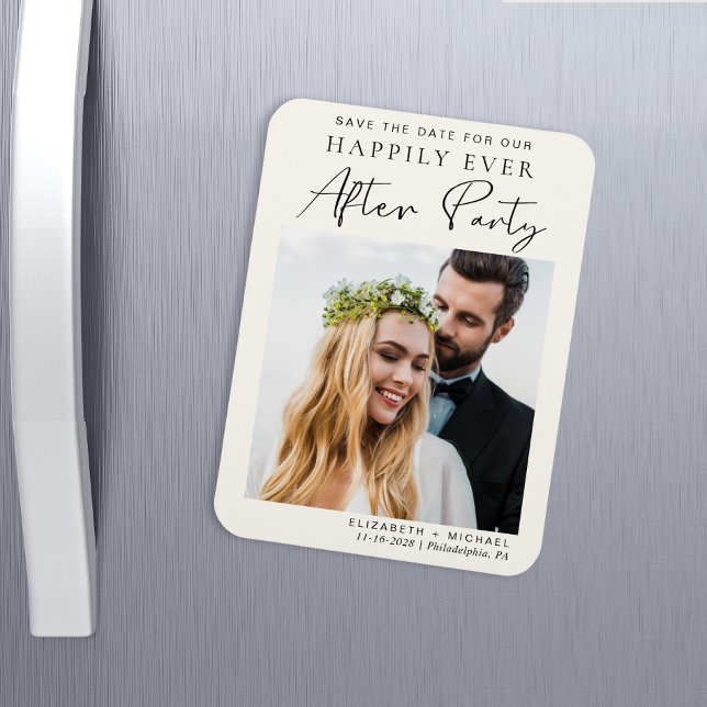 Magnet Flexible Réception Mariage Photo Cream Enregistrer La Date (Créateur téléchargé)
