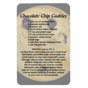 Magnet Flexible Recette de biscuits à chips de chocolat