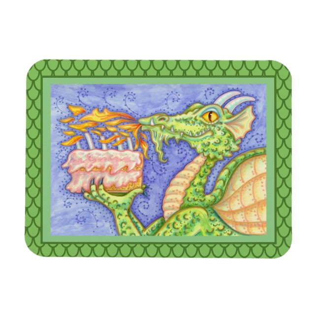 MAGNET FLEXIBLE RÉCOLTE D'INCENDIE DRAGON ÉCLAIRANT LES BOUGIES D' (Horizontal)