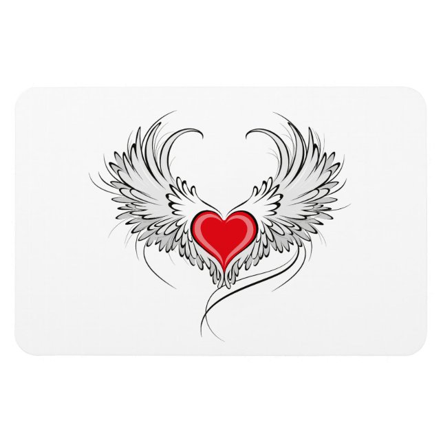 Magnet Flexible Red Angel Coeur avec ailes (Horizontal)