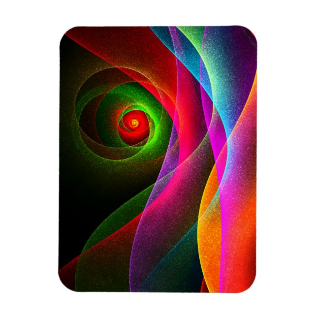 Magnet Flexible Red Green Orange Modern Abstrait Art Motif #22 (Vertical)