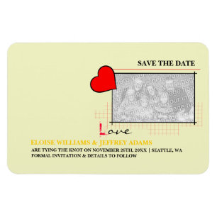 Magnet Flexible Red Heart Love Save the Date Photo