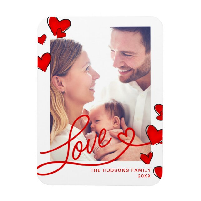 Magnet Flexible Red Hearts Love Valentine's Day (Vertical)