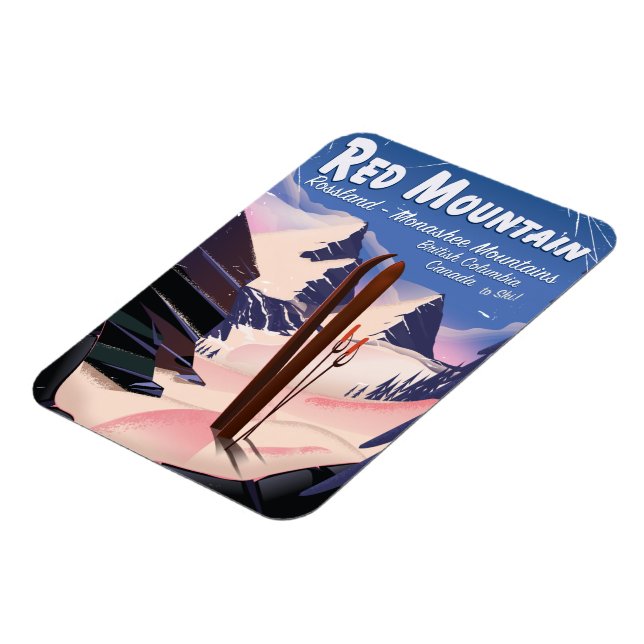 Magnet Flexible Red Mountain Colombie-Britannique, affiche de ski  (Côté Gauche)