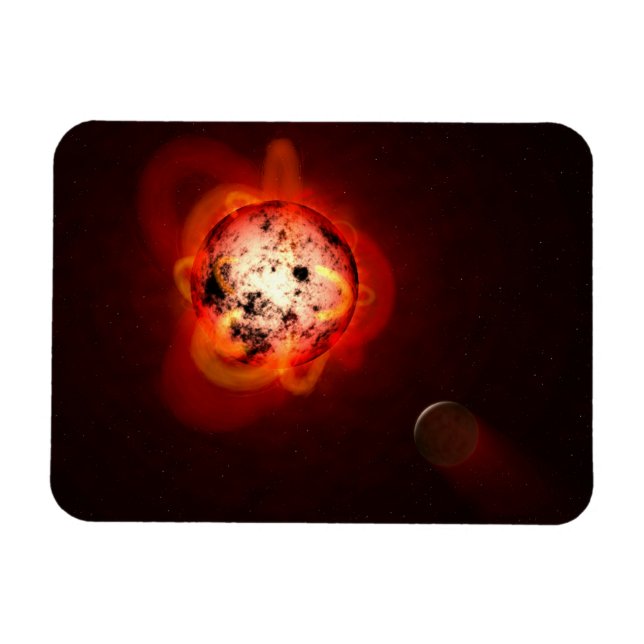 Magnet Flexible Red Nwarf Star Orbité Par Une Hypothétique Exoplan (Horizontal)