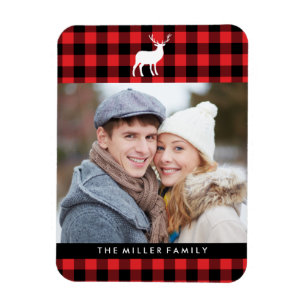 Magnet Flexible Red Plaid et White Stag   Vacances