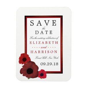 Magnet Flexible Red Poppies et Burlap Mariage Enregistrer la date