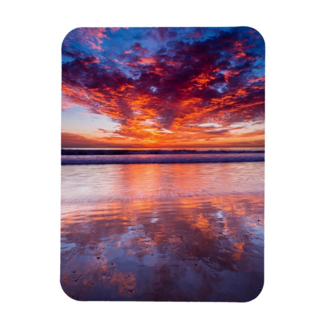 Magnet Flexible Red sunset over the sea, Californie (Vertical)