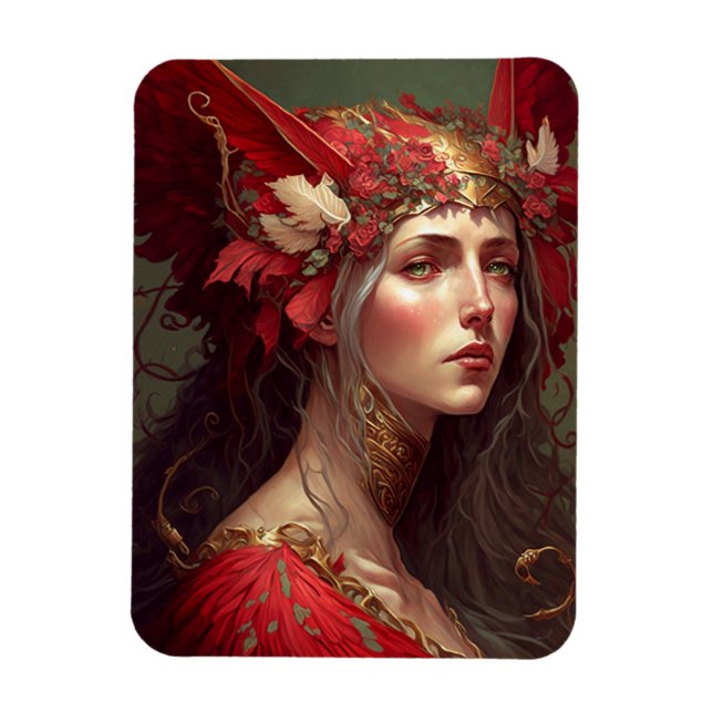 Magnet Flexible Red Valkyrie Femme Imaginaire Art (Vertical)