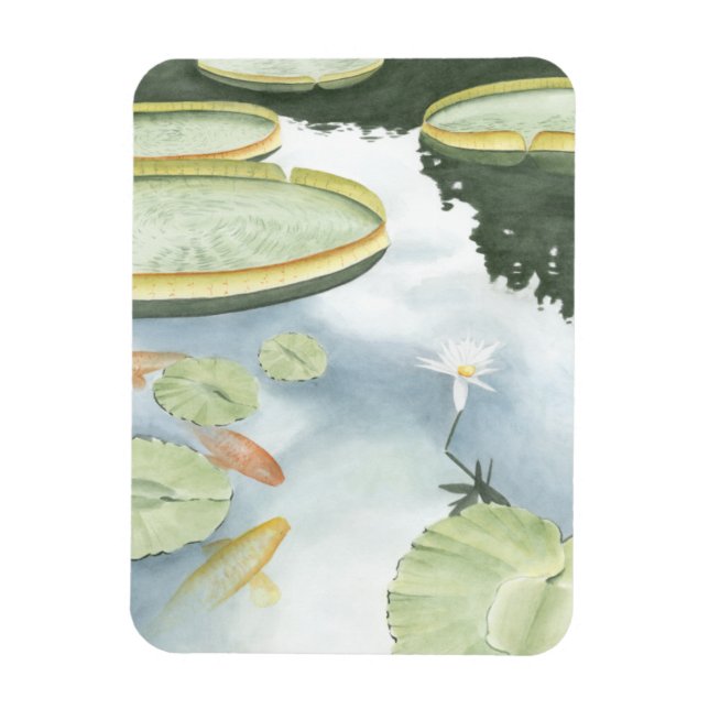 Magnet Flexible Réflexion de Koi Pond avec poissons et lys (Vertical)