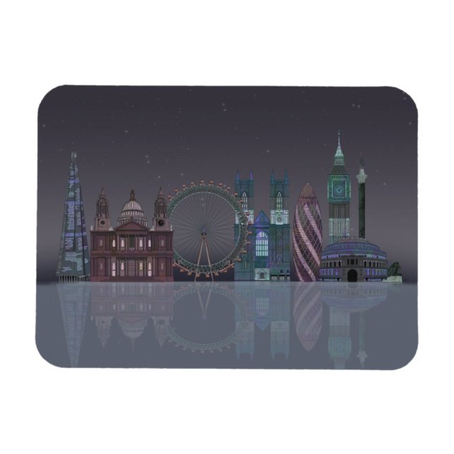 Magnet Flexible Réflexions de la nuit Londres Skyline (Horizontal)