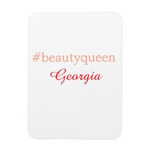 Magnet Flexible reine de beauté hashtag rouge clair ajouter nom fi