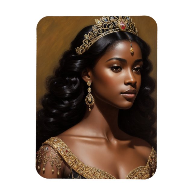 Magnet Flexible Reine de fille noire portant une couronne d'or (Vertical)