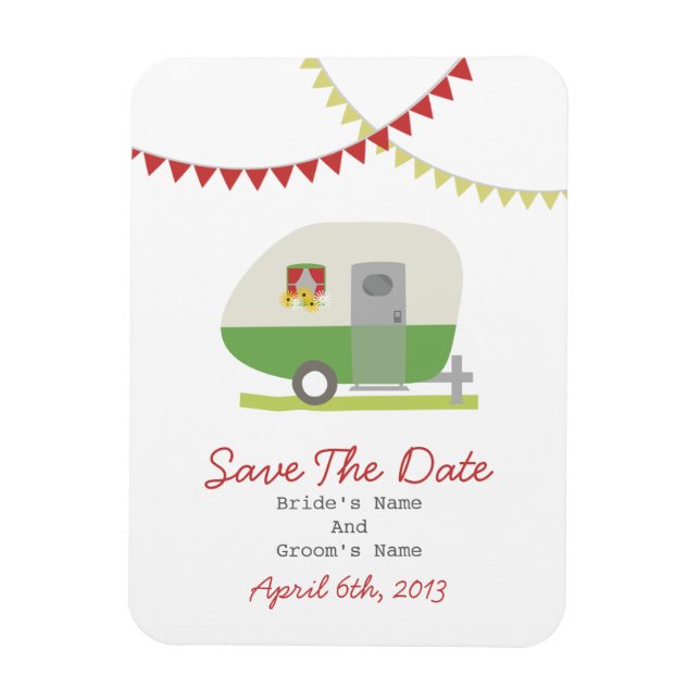 Magnet Flexible Remorque Green Retro Enregistrer La Date (Vertical)