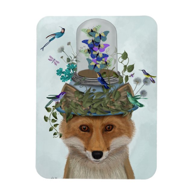 Magnet Flexible Renard avec papillon Bell Jar (Vertical)