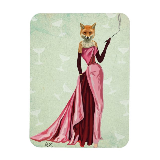 Magnet Flexible Renard glamour en rose 2 (Vertical)