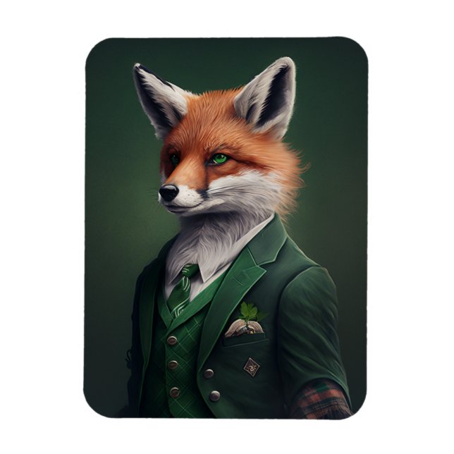 Magnet Flexible Renard rouge dans un aimant de costume St. Patrick (Vertical)