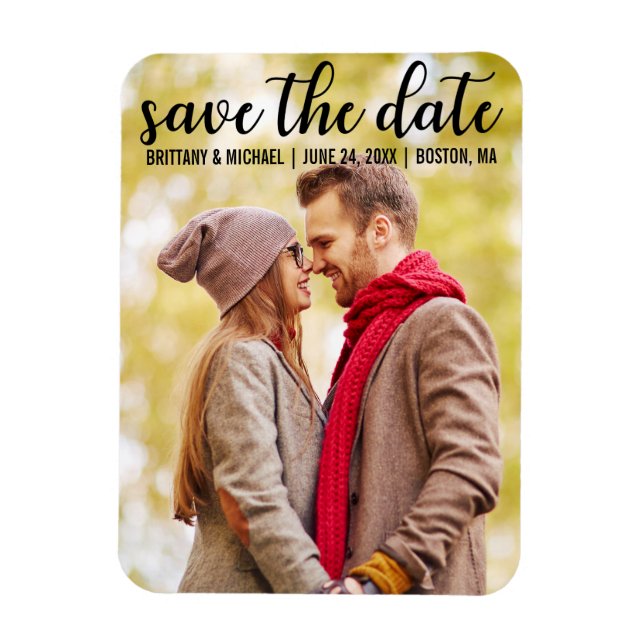 Magnet Flexible Réservez la date | Faire-part Fiançailles moderne (Vertical)