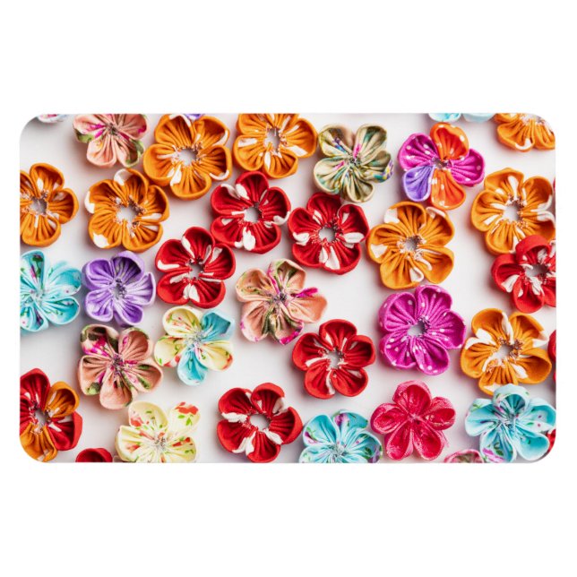 Magnet Flexible Ressort tissu cousu artisanal Fleurs Multicolor (Horizontal)