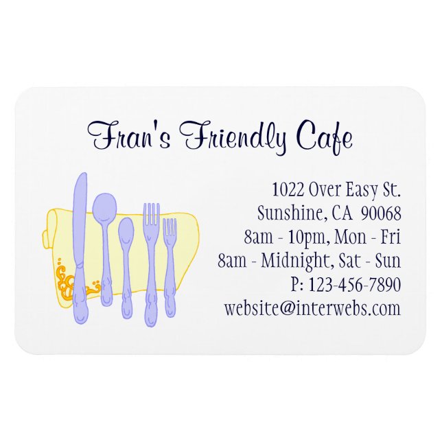 Magnet Flexible Restaurant Carte de visite Blue Yellow Custom Magn (Horizontal)