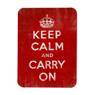 Magnet Flexible Restez calme et continuez, Vintage Rouge Blanc
