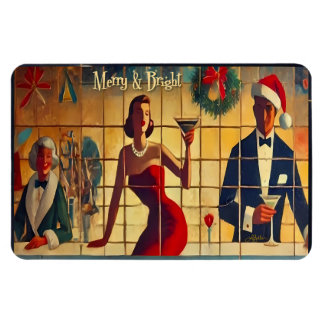 Magnet Flexible Retro 50s Christmas Eve Bar Last Call Martini