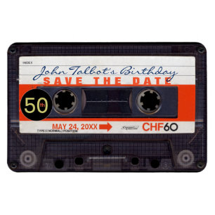 Magnet Flexible Retro Audiotape S 50e anniversaire Enregistrer la