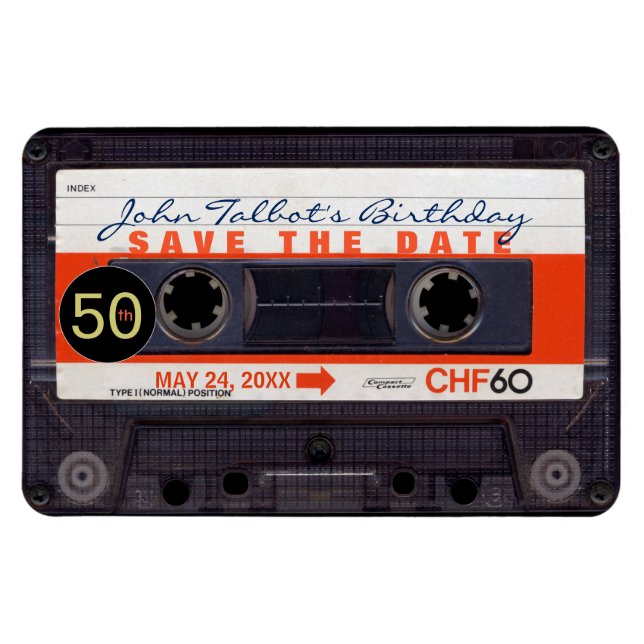 Magnet Flexible Retro Audiotape S 50e anniversaire Enregistrer la  (Horizontal)