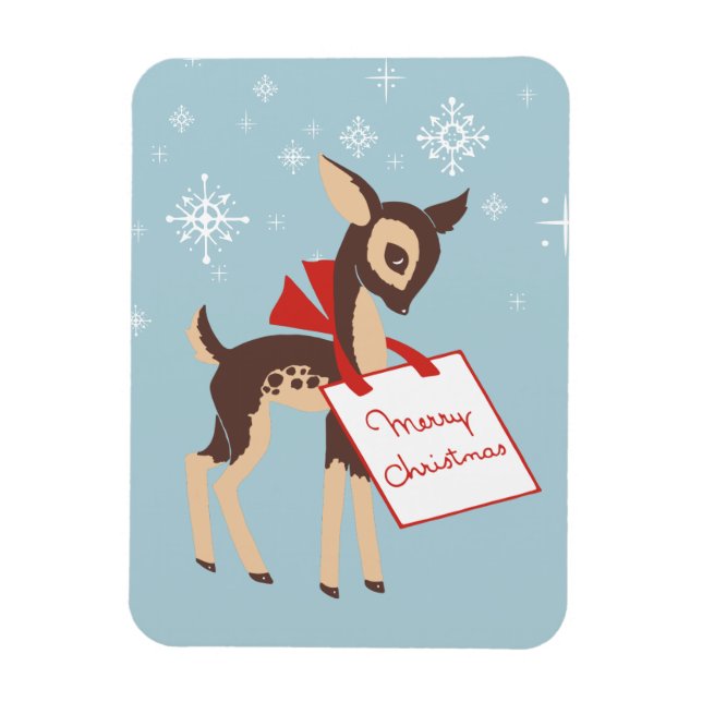 Magnet Flexible Retro Baby Reindeer | Aimant flexible de Noël (Vertical)