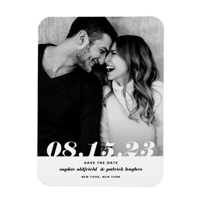 Magnet Flexible Retro Bold Italic Typographie Photo Enregistrer La (Vertical)
