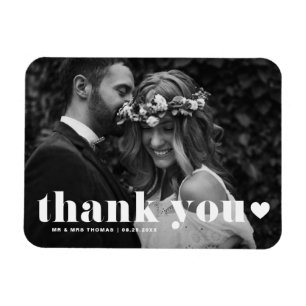 Magnet Flexible Retro Bold Typographie Photo Mariage Merci