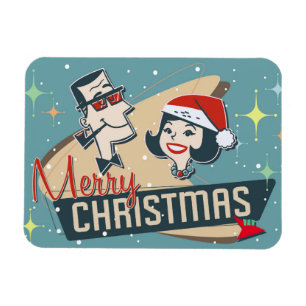 Magnet Flexible Retro Couple Joyeux Noël Vintage