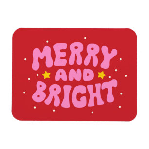 Magnet Flexible Retro Merry et Bright Holiday Design