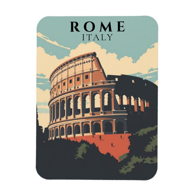Magnet Flexible Retro Rome Italie Souvenir Classic Colisée (Vertical)