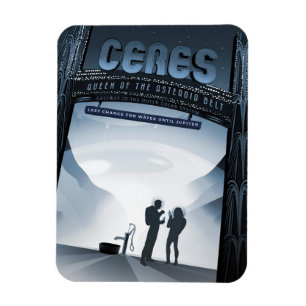 Magnet Flexible Retro Space Travel Poster-Nwarf Planet Ceres.