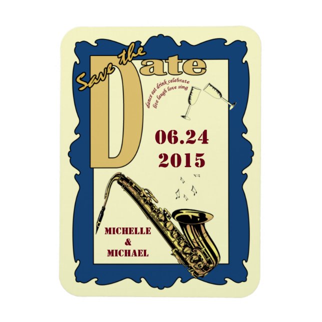 Magnet Flexible Retro Style Jazz Enregistrer la date (Vertical)