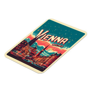 Magnet Flexible Retro Vienna City Autriche cadeaux skyline